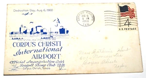 Corpus Christi International Airport 1960 Official Inauguration Cover Stamp Club - Bild 1 von 3