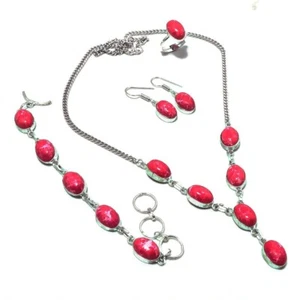 "Juegos de joyería hechos a mano de piedras preciosas de charoita rosa plata esterlina 925 talla 18" - Imagen 1 de 3