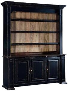 Cabinet European Welsh Solid Wood Blackwash Dark Rustic Pecan Shelves 3–Door