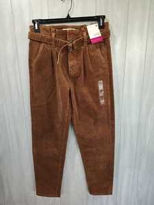 SO Pants Womens High Rise Mom Jeans Stretch Corduroy Belted Brown NWT Size 7/28W - Picture 1 of 12