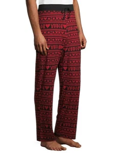 Mens Valentine's Day Pajamas Pants Size L XL Red Heart I Love You Women Gift NEW - Picture 1 of 4