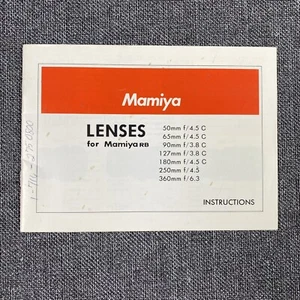 Mamiya Lenses for Mamiya RB Instructions Genuine Original Booklet - Picture 1 of 4