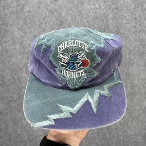 Vintage Charlotte Hornets Hat Cap Snapback Jagged Edge Drew Pearson 90s USA - Picture 1 of 8