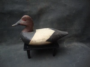 MINIATURE CANVASBACK DUCK CARVING  "BRANDED" BACK BAY DECOY VIRGINIA PRIMITIVE - Picture 1 of 3