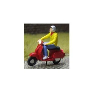 H0 1:87 Motorroller Fahrer mit Pulli+Helm, LED-Licht vorne weiss + hinten rot - Bild 1 von 1