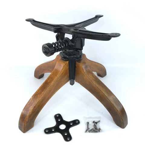 Antique JSFJ & Co Adjustable Desk Chair Hardware & Original Wooden Legs Cover