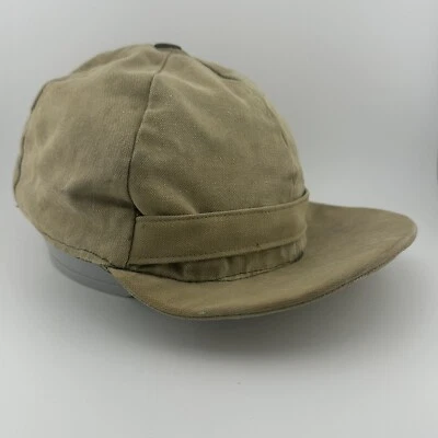 Винтажная желтовато-коричневая холщовая охотничья шапка рыболовная бежевая с ушным клапаном молодежная кепка 40-е 50-е - Изображение 1 из 4