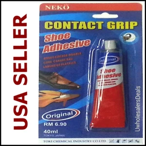 Shoe Adhesive Glue for Leather Vinyl Rubber Cork Canvas Contact Grip 40ml F-S - Picture 1 of 5