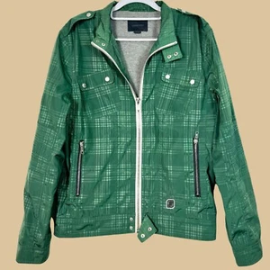 Jack and Jones Mens Jacket Size Medium Motorcycle Bomber Biker Y2K 80s Green - Picture 1 of 13