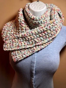 New! Cotton Acrylic Scarf Hand Made Crochet~7x55~Warm Soft Chunky~Machine Wash! - Imagen 1 de 8