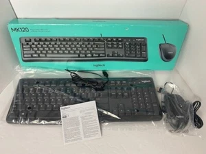 Logitech MK120 Wired Keyboard Mouse Plug and Play, Spill-Resistant Black New - Picture 1 of 4