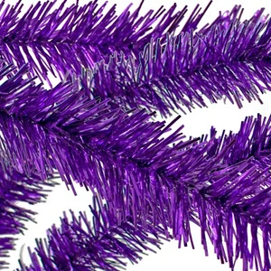 Metallic Purple Tinsel Garland 30FT Length 3IN Width Christmas Tinsel Brush - Picture 1 of 4