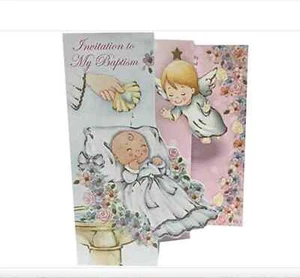 Invitación a mi bautizo bebé niña con invitaciones de ángel suministros de fiesta 8 unidades - Imagen 1 de 4