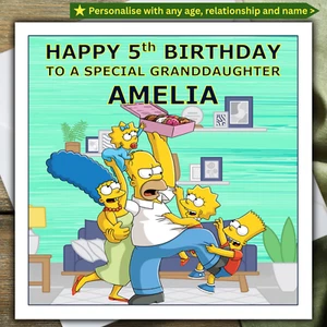 THE SIMPSONS BIRTHDAY CARD personalised AGE RELATIONSHIP NAME - Picture 1 of 4