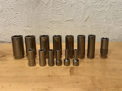 MATCO TOOLS 14 PIECE 3/8 DRIVE SAE DEEP SOCKET SET 6-pt  1/4” - 1” + Spark Plug - Image 1 of 4