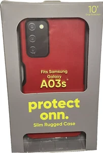 onn. Slim Rugged Phone Case Samsung Galaxy A03s Red WIAAAL100074708 6.5x3.0x0.5" - Picture 1 of 2