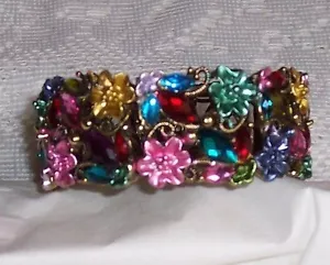Brazalete expandible floral multicolor con diamantes de imitación #2 - Imagen 1 de 4
