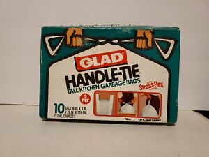 Vintage Glad Handle Tie Trash Tall Kitchen Garbage Bags 10 Pack 80s Movie Prop