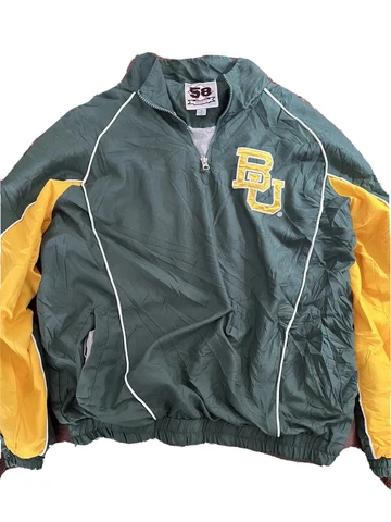 Vintage Baylor Men’s 1/4 Zip Pullover Jacket Green Medium Cover