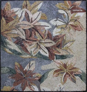 Mosaico de mármol arte hecho a mano de pared hojas caídas espíritu otoño - Imagen 1 de 1