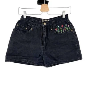Express No 4 Womens Y2K Boho Hippie Floral Mushroom Paint Denim Shorts Size 3/4 - Picture 1 of 7