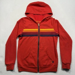 Sudadera con Capucha Aviator Nation Niños Jóvenes 5 Rayas Arco Iris Cremallera Talla 12 Roja - Imagen 1 de 5