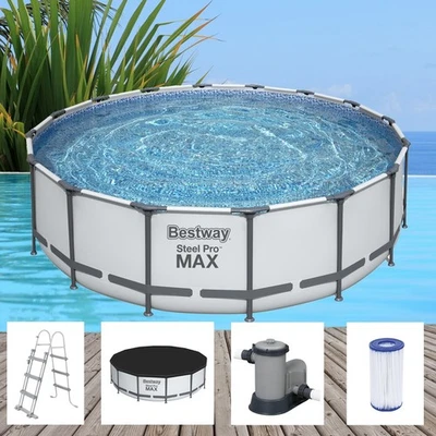Bestway Steel Pro MAX 488x122cm Pool m. Filterpumpe und Zubehör Gartenpool 5612Z - Bild 1 von 4