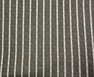 VTG Double Knit Polyester Fabric Black & Cream Pinstripes 64" Sold BTHY NOS - Picture 1 of 6
