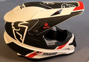 Thor Sector Helmet Medium White Black Red Motocross Racing *READ* - Picture 1 of 19