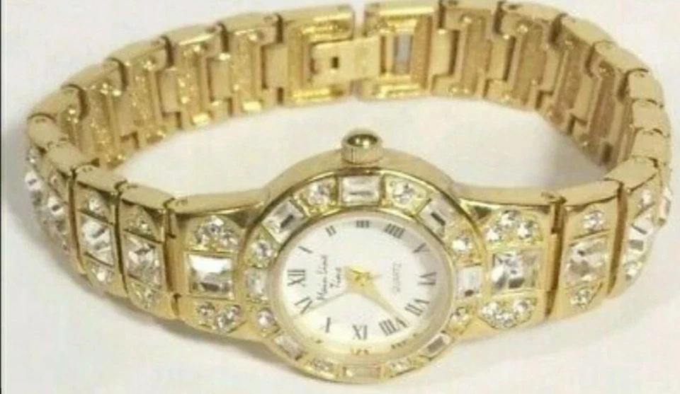 Reloj Mujer Main Line Time Corte Princesa Cristal TONO DORADO Japón Mvmnt. Foto 1 de 4