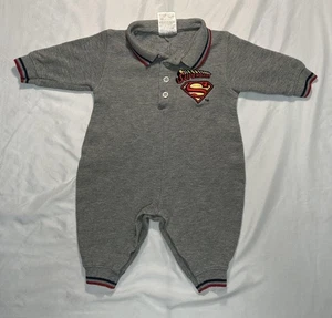 Vintage DC Comics Superman Superbaby Strampler Kleinkind 6-9 Monate grau Polo 90er - Bild 1 von 6