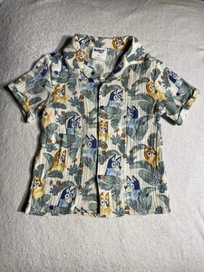 Camisa azul con botones 3T manga corta estampado de dibujos animados con cuello para niños pequeños - Imagen 1 de 6