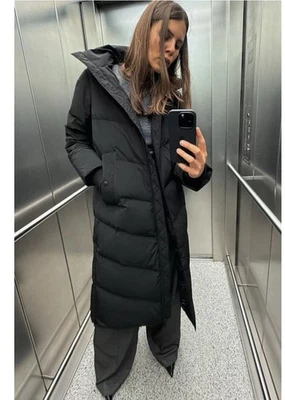 NEW ZARA WATER- AND WIND-PROOF HOODED PUFFER JACKET BLACK SIZE XS 3046/235/505 - Image 1 of 4