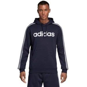 Adidas Men's Essentials 3-Stripe Pullover Fleece Hoodie Sweatshirt Sz Large Navy - Picture 1 of 4