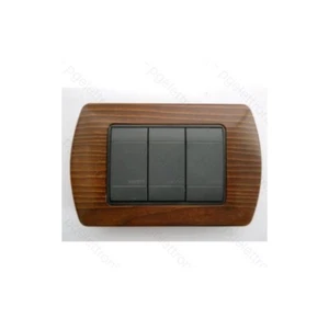 PLACCA LIVING INTERNATIONAL COMPATIBILE IN METALLO 3 4 7 MODULI LEGNO RIGATO - Foto 1 di 1
