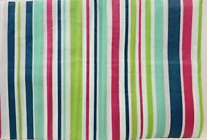 THIN FLANNEL BACK Vinyl Tablecloth 60" Round (4-6 ppl) MULTICOLOR STRIPES #5, BH - Picture 1 of 9