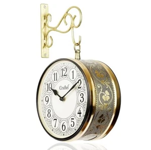 Vintage Wall Clock Double Sided Railway Hanging Wall Clock 8-inch ddc49 - Bild 1 von 5