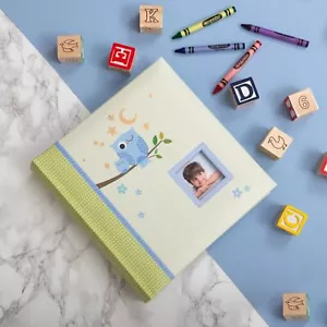Kusso Kinder Fotoalbum blau schläfrig Eule Design 200 Fotos 6x4"/10x15cm - Bild 1 von 7