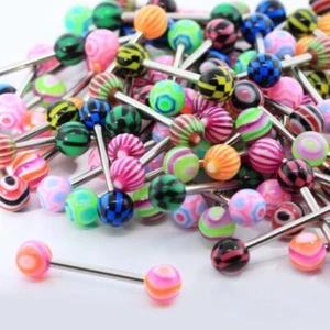 10-100 pcs Acrylic Ball Tounge Nipple Ear Rings Bars Plug Body Piercing Jewelry - Picture 1 of 17