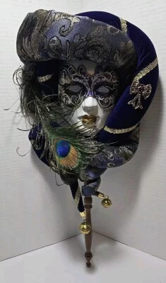Beautiful Purple White Venetian Mask Authentic Lavorazione of Venezia Italy Art - Image 1 of 4