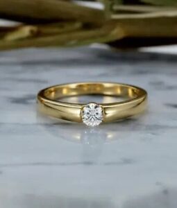 1Ct Lab Created Diamond Round Cut 14k Yellow Gold Plated Women's Engagement Ring