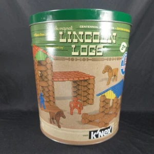 Lincoln Logs Wood Toy K'nex Centennial Edition Tin Complete Set Horse Cowboy 🤠 - Picture 1 of 16