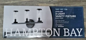 Hampton Bay Loveland 16.625 in. 3-Light Black Bathroom Vanity Light Fixture NEW - Picture 1 of 1