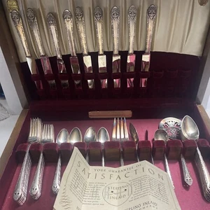 Holmes and Edward’s Sterling Inlaid Silverware Set Of 59 Pieces With Oak Box - Picture 1 of 11