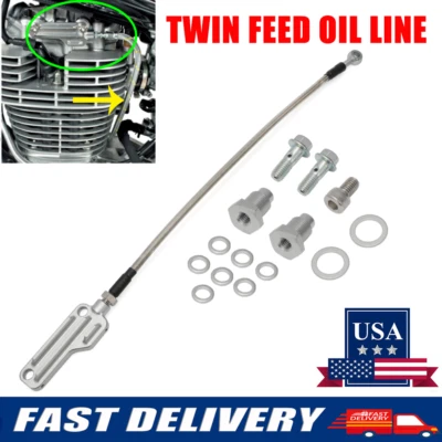 Steel Braided For Yamaha SR400 SR500 TT500 XT500 Twin Feed Oil Line 2015-1981 - Image 1 of 4