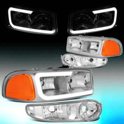 PARA GMC YUKON SIERRA DENALI 2000-2006 FARO LED DRL + LÁMPARA PARACHOQUES CROMO/ÁMBAR Foto 1 de 4