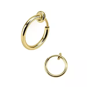 Fake Piercing Klemmring vergoldet Ø 8 mm Feder Mechanismus Helix Ohr Nase Lippe - Bild 1 von 1