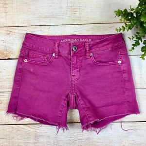 American Eagle Damen fuchsia abgeschnitten schmal Denim Jeansshorts Größe 0 - Bild 1 von 6