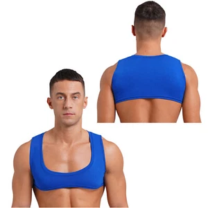 Mens Crop Top Summer Tank Tops Dating Night Vest Low Scoop Neck Sportwear Yoga - Picture 1 of 156