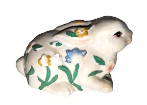 Vintage Keramik geblümt Hase Kaninchen 3 1/2" x 6" Figur Ostern - Bild 1 von 5